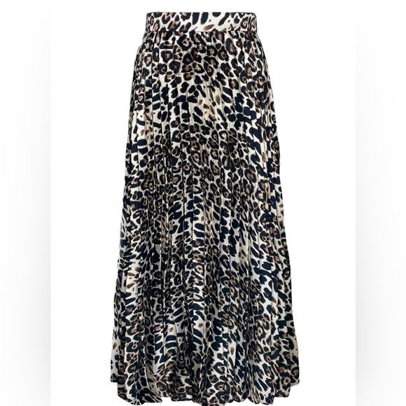 DO + BE Skirt Women’s Small Animal Print Fully Pleated Flowy Maxi silky - Picture 3 of 10